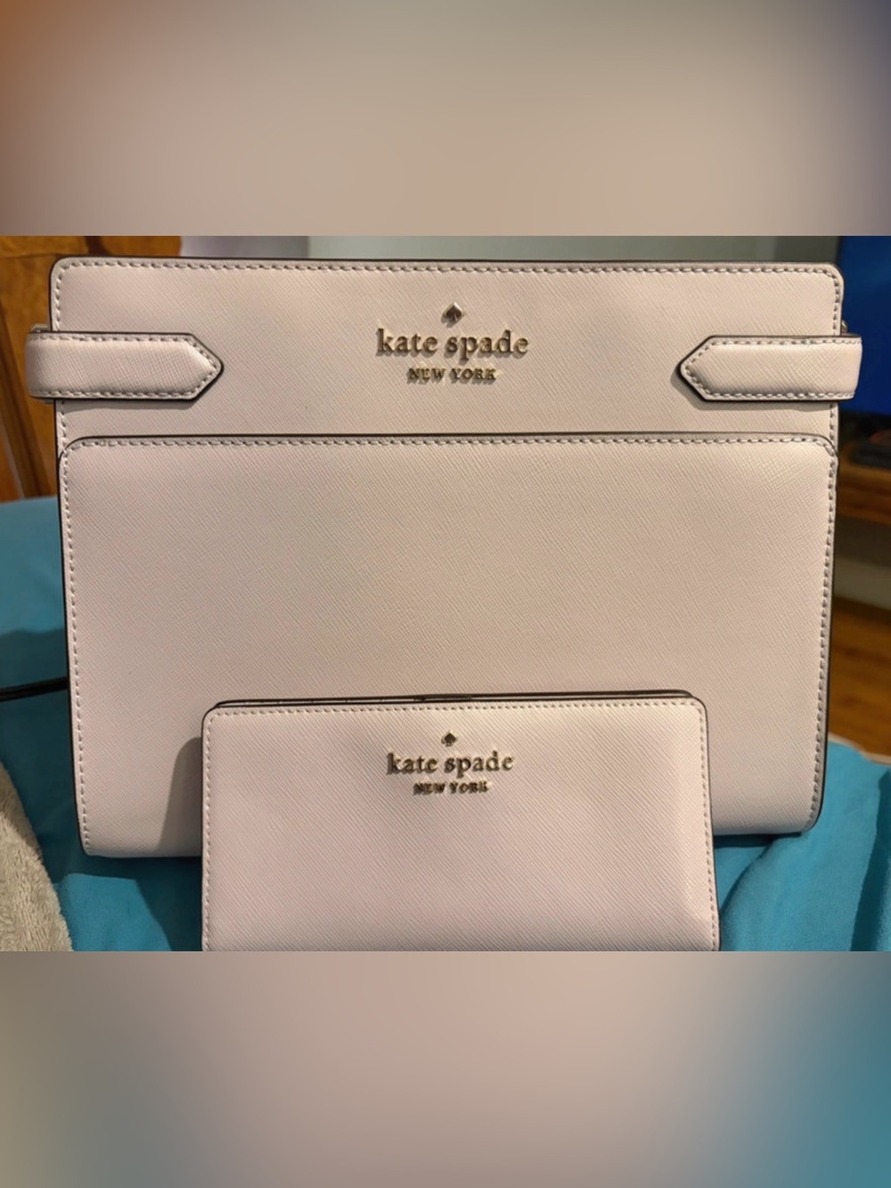 kate spade blush lilac satchel with matching wallet